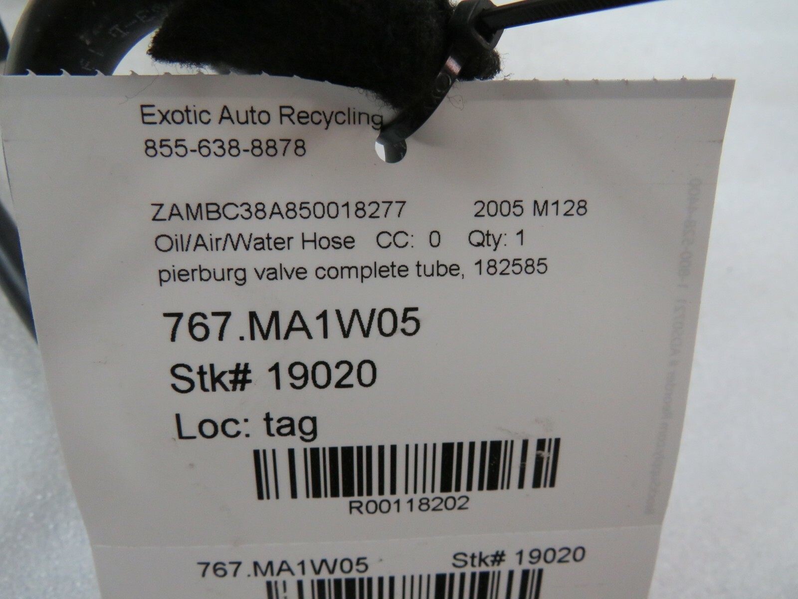 Maserati M128 Coupe, Pierburg Valve Tube, Used, P/N 182585