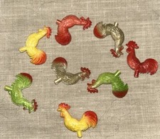 8 gallos micro miniatura de plástico con estaca hadas jardín casa de muñecas manualidades