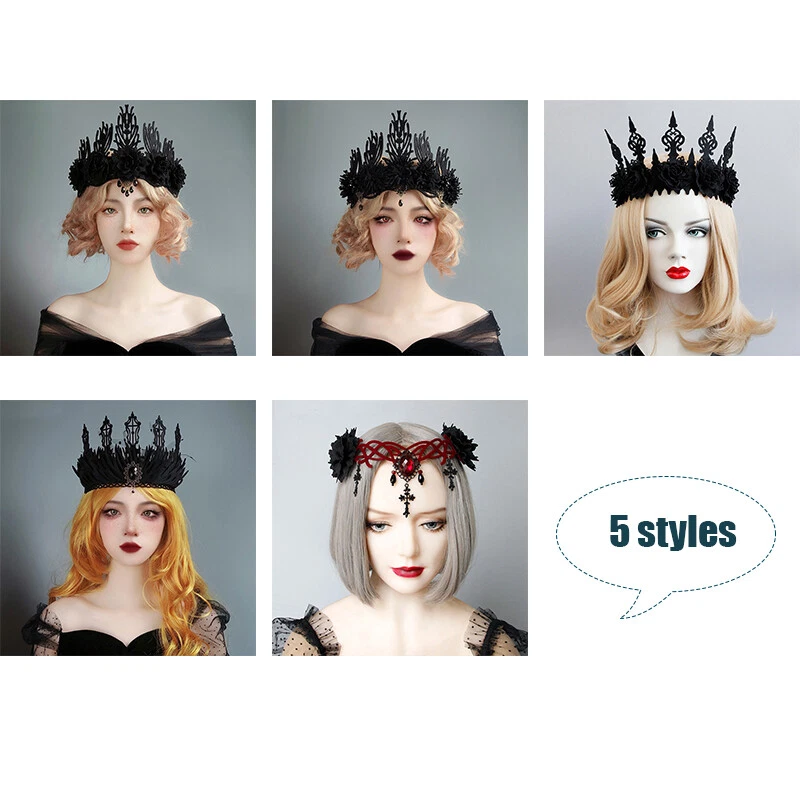 Diadema Tiara Novia Gótica Corona Rey Princesa Niña Corona Guirnalda Accesorios Foto 3 de 4