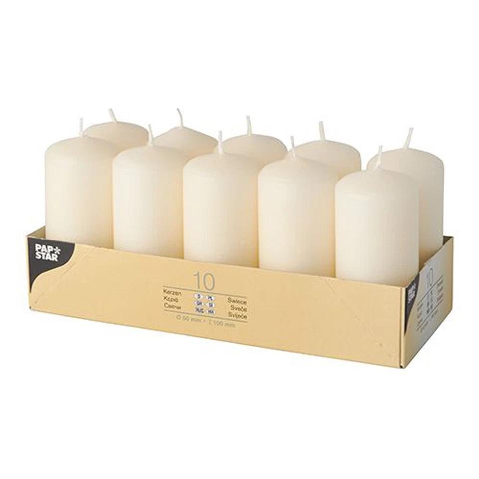 Papstar Stumpenkerzen creme 40x90mm 10er - Bild 1 von 1