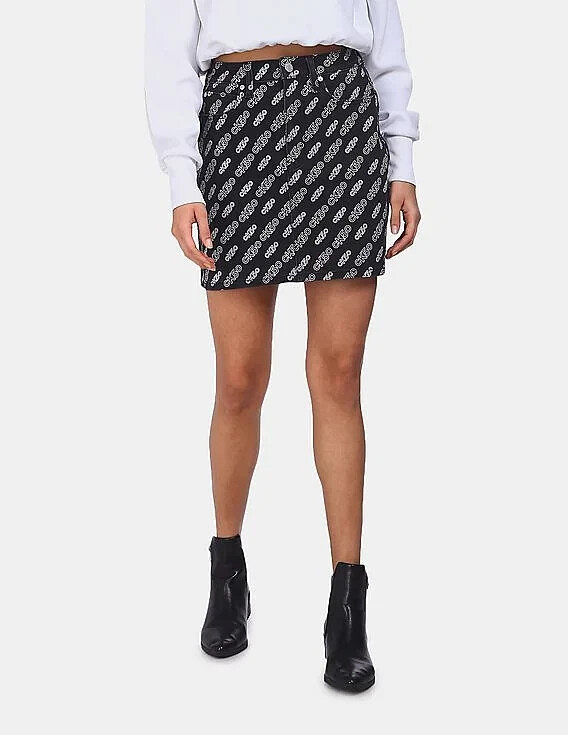 Calvin Klein Logo Mini Skirt Size W30 / M High Rise Black White rrp $199 NWT image 3