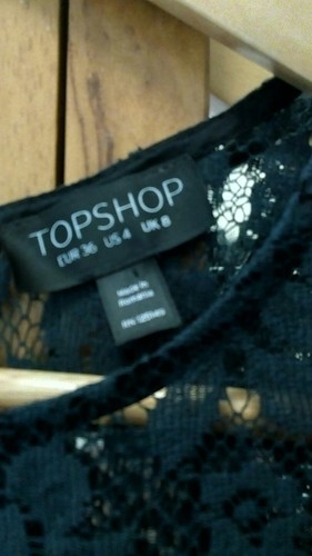 TOPSHOP black lace peplum top, size 8 - Picture 3 of 5