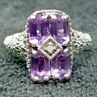 Vintage Estate SS Amethyst size 6 Ring Victorian Filigree Signed CNA Silver
