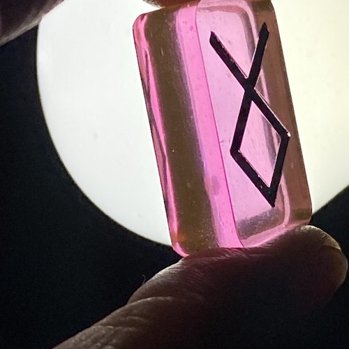 Translucent Pink Resin Rune Stones, Elder Futhark, Pagan Set Of 27 - Picture 6 of 9