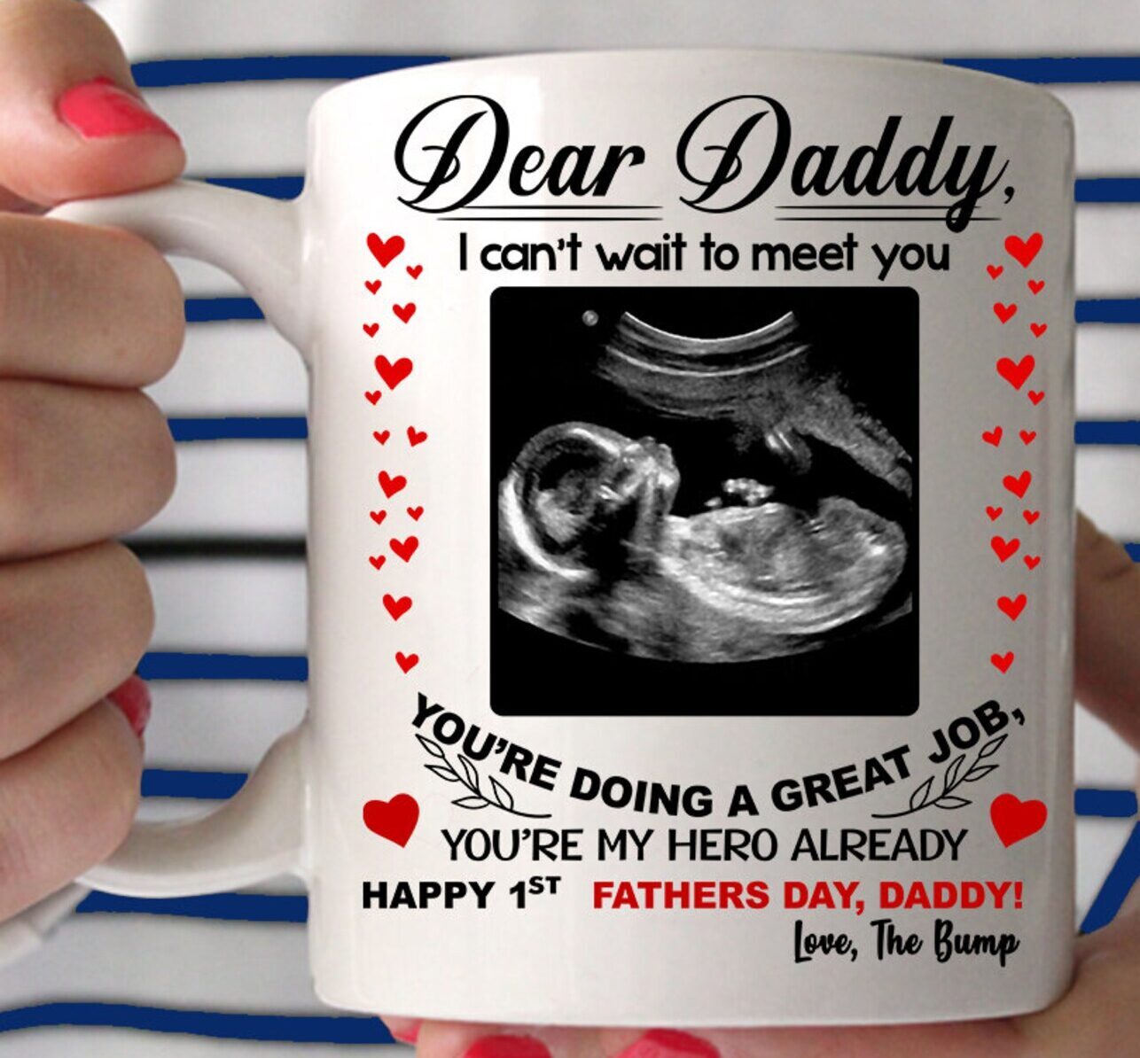 First Father's Day Coffee Mug Dear Daddy I Can't Wait To Meet You Mug Baby
