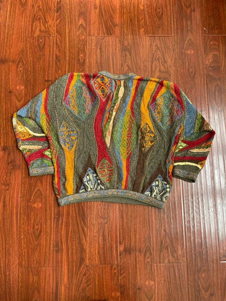 Vintage 90s COOGI Classic Sweater Sz XL Knit Color Block Biggie Cosby 3D Texture - Image 3 of 3