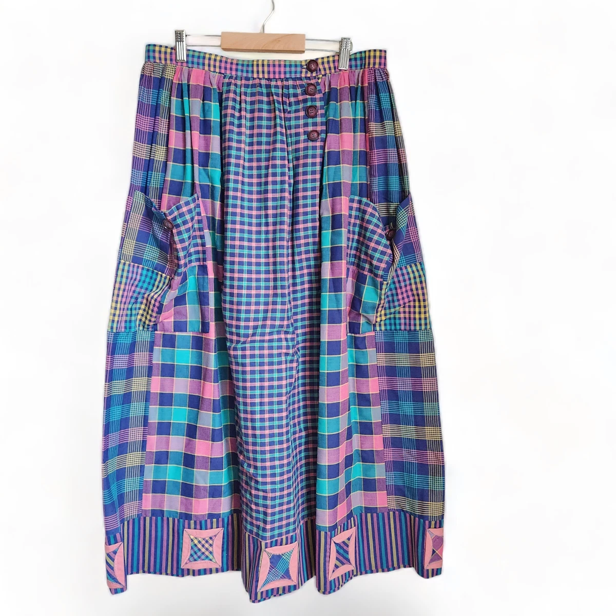 Long plaid skirt 80s cheap