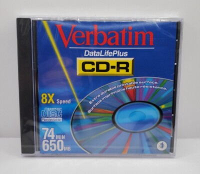 NEW & SEALED Verbatim 74 minute 650MB Blank CD-R Disc DataLifePlus