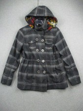 Hurley Pendleton Gray Wool Parka Jacket W/ Removable Hood Women Small Free Ship