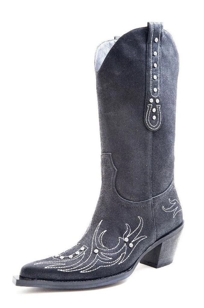 Womens ROPER Black Horseshoe Studded Rhinestone Cowboy Boots Sz 8.5