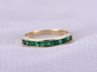 1.2ct Lab-Created Green Emerald Wedding Band Half Eternity Yellow Gold Plated