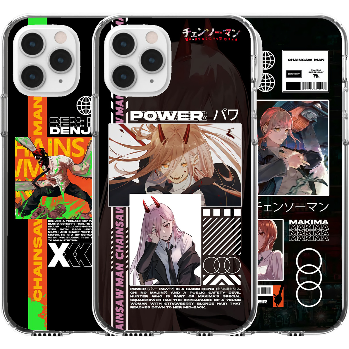 Silicone Cover Case Anime Manga Chainsaw Man Denji Power Makima Devil Waifu  Cute