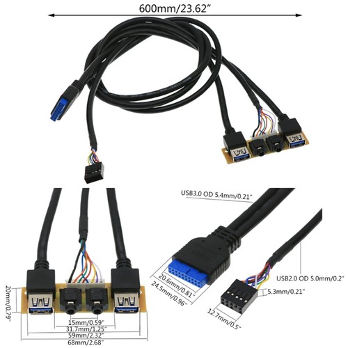 60cm Front for Case Panel Usb3.0+Usb3.0 High Definition Audio Jack Port I/O4819 - Picture 6 of 6