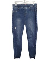 SPANX Distressed Skinny Jeans Women  s Size Large Pull On Stretch Denim Ankle