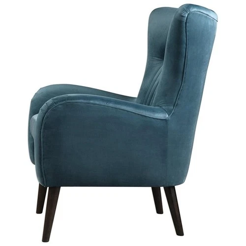 Uttermost Dax Wood and Fabric Accent Chair in Teal Blue and Black - Picture 4 of 8