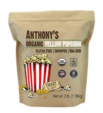 Anthony's Organic Yellow Popcorn Kernels 3 lb, UnPopped Gluten Free Non GMO