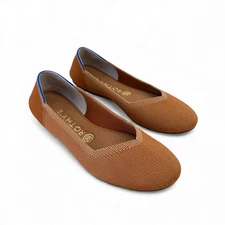 Rothy’s The Flat Round Toe Knit Ballet Flats Fawn Brown Sz 8.5