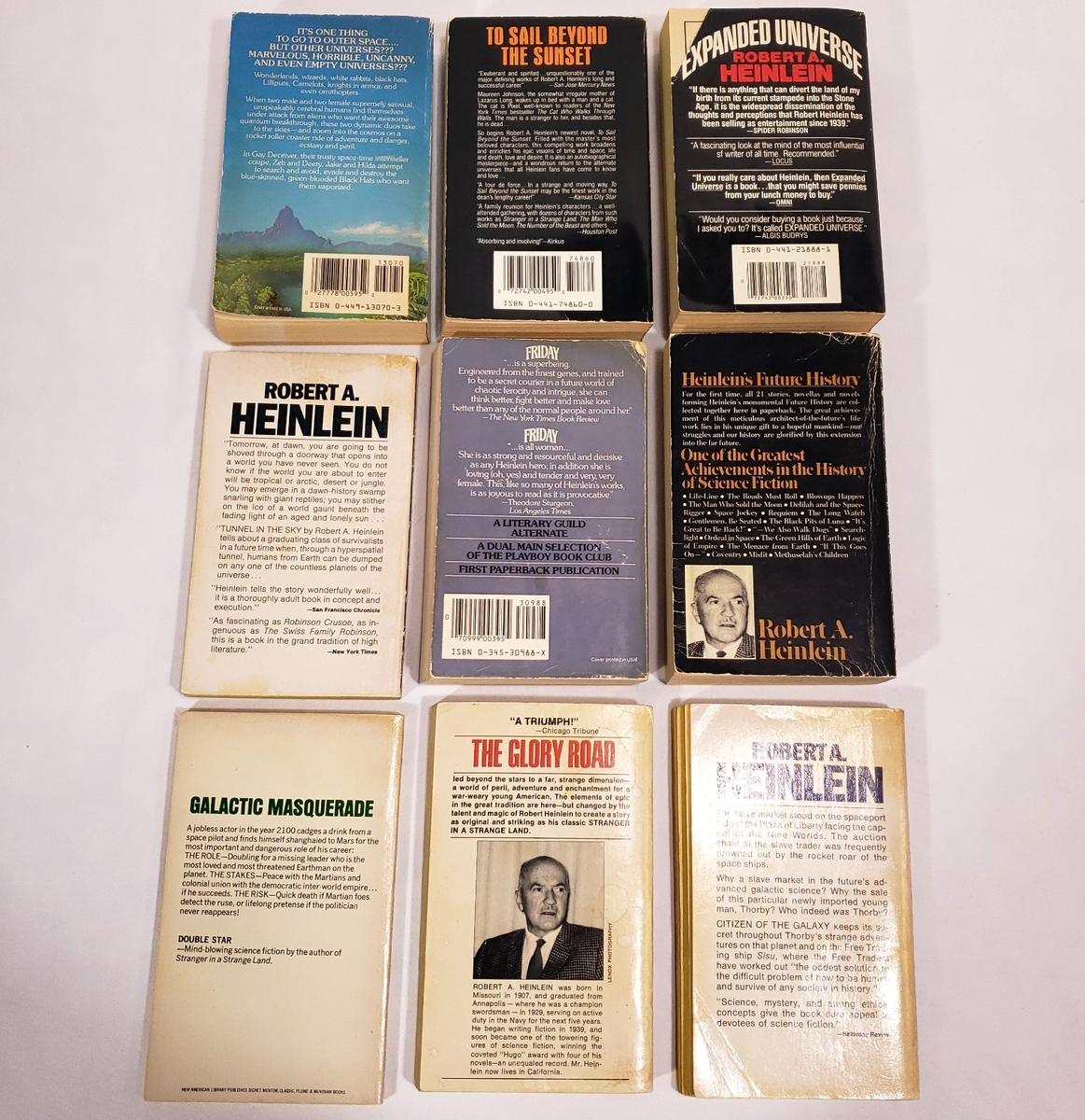 Robert A Heinlein Books Lot Of 9 Novels Vintage Science Fiction