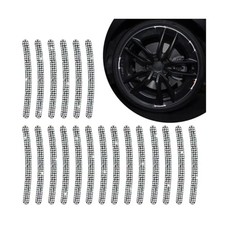 20PCS Bling Reflective Car Wheel Decorative Stripe Stickers, Rhinestone White