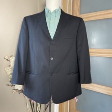 Perry Ellis Mens Wool Pinstriped Blazer Sport Coat Three Button Sz 44S Workwear