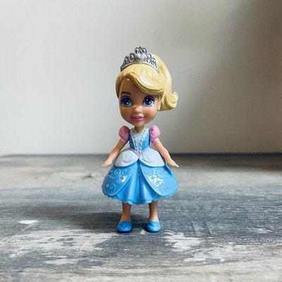 Young Cinderella Disney Doll Figure With Crown Pink And Blue Hown