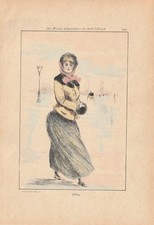 Mode Damenmode Fashion im Jahr 1882 kolorierte RADIERUNG um 1902 Henri Boutet