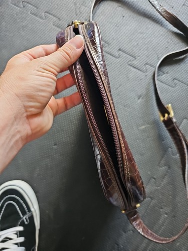 Talbots Made In Italy Brown Leather Shoulder Bag. 11 X 8 With 17 In Drop. - Picture 3 of 11