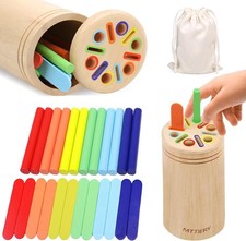 Montessori Wooden Color Sorting Toys for 18 Month Ice Cream Stick