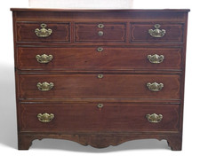 Antique Georgian Mahogany Chest of Drawers Inlaid 6 Drawer Large Chest