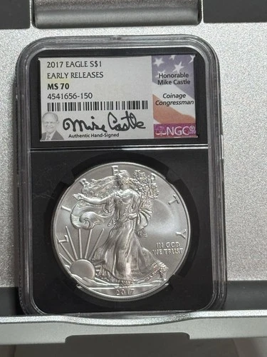 2017 American Silver Eagle ASE $1 Coin MS70 NGC Early Releases, Perfect Grade 