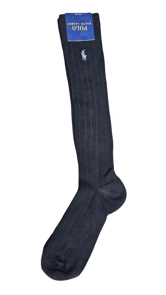 Calcetines Ralph Lauren L9409 para mujer azul marino acanalados hasta la rodilla talla 9-11 Foto 3 de 4