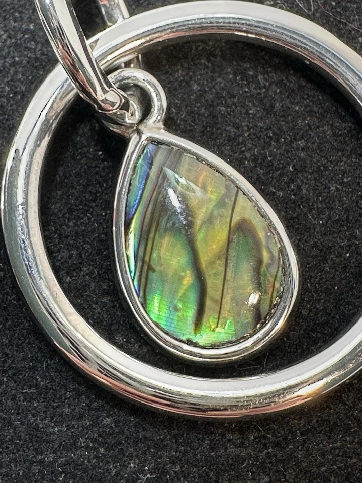 Lia Sophia "Pacific" Genuine Abalone Center Stone Silver Tone Dangle Earrings - Image 3 of 4