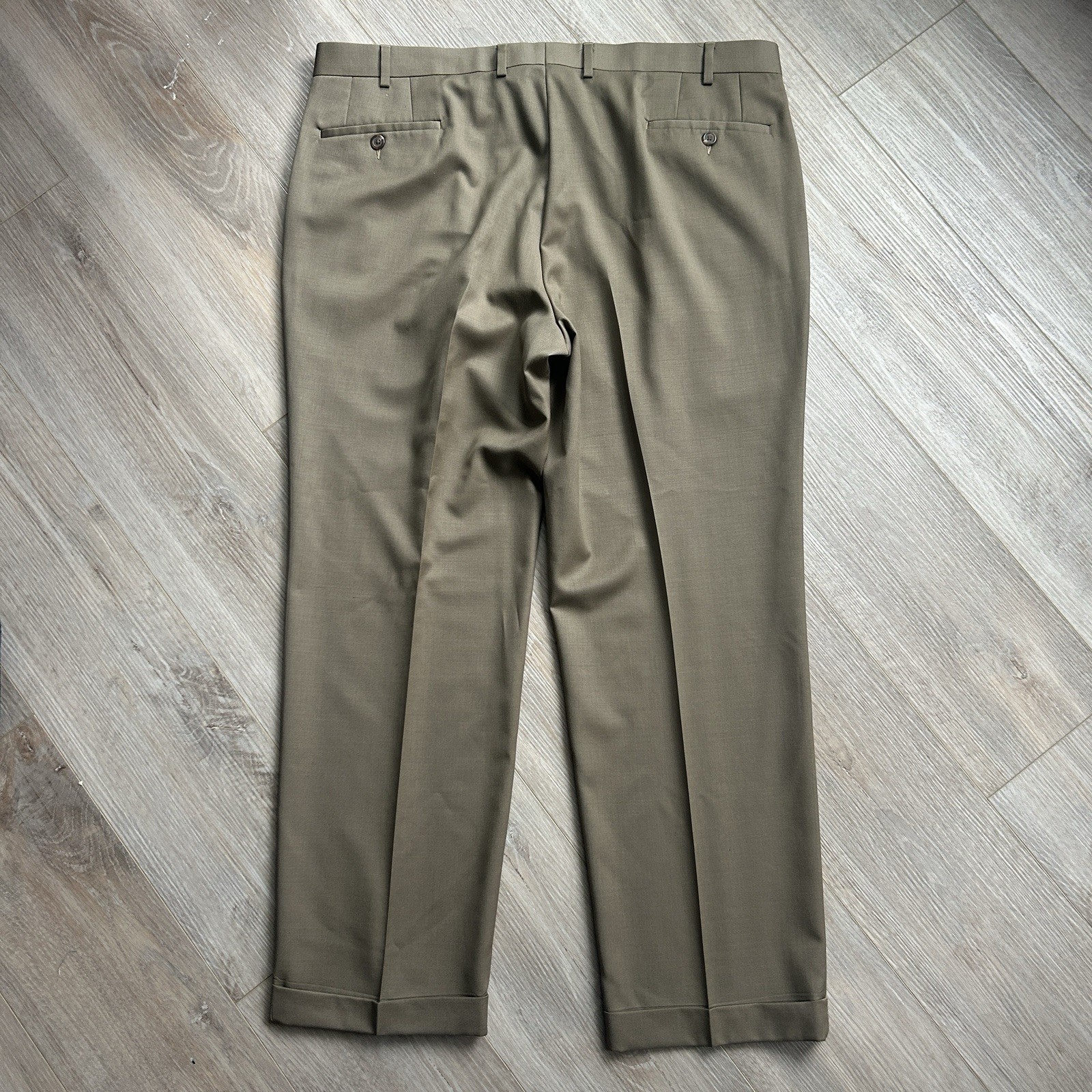 Ralph Lauren Mens Dress Pants 40x30 Brown 100% Wool Cuffed Pleated Trousers*** thumbnail 4