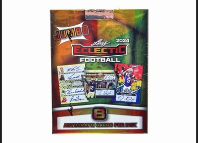2024 Leaf Eclectic Football Jumbo Box Factory Sealed - 8 Autos