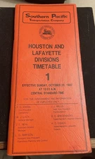 SOUTHERN PACIFIC HOUSTON & LAFAYETTE DIVISIONS TIMETABLE 1, 1980