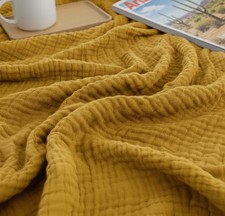 100 Organic Cotton Throw Blanket for Couch, 60"x80" Large Muslin Blankets fo...