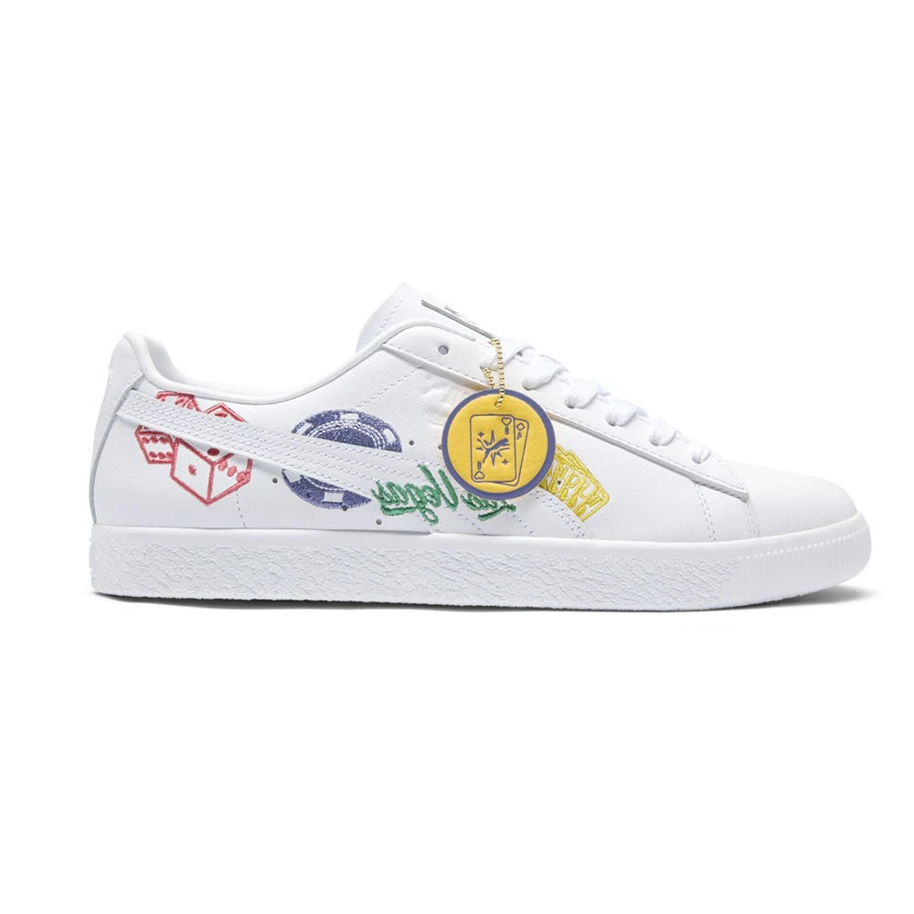Sneakers Puma Clyde ricamate Vegas flagship stringate uomo bianche scarpe casual