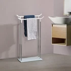 Kings Brand Furniture - Metal / Glass Free Standing Towel Rack Stand, Chrome