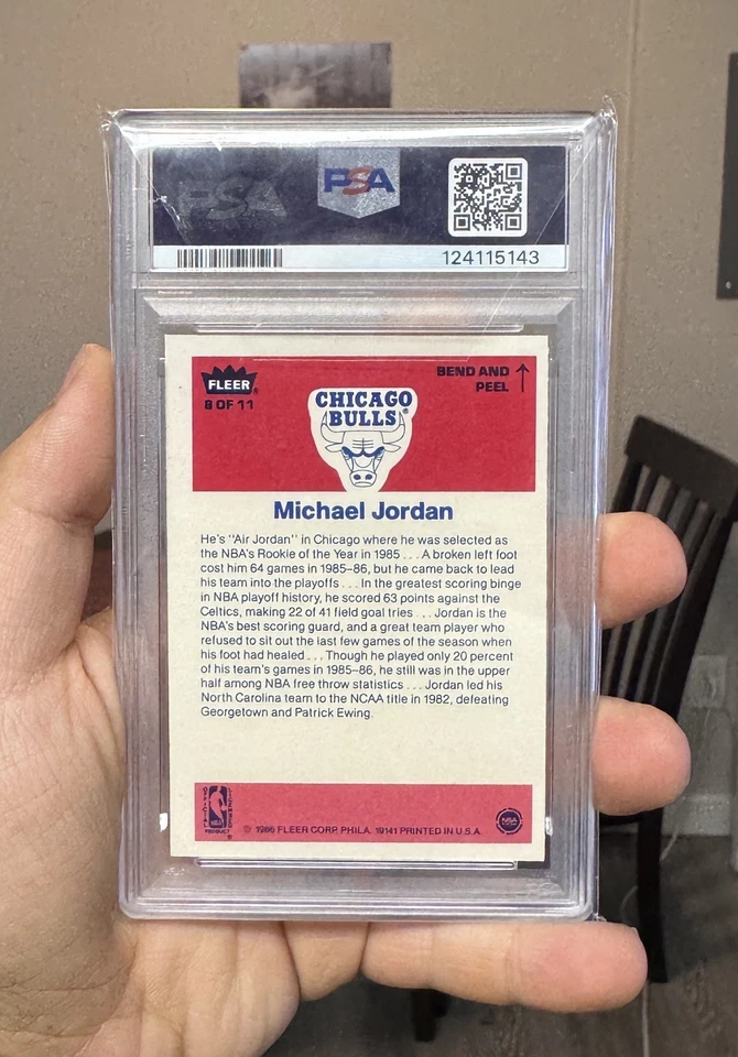 1986 FLEER MICHAEL JORDAN STICKER PSA 7! ROOKIE CARD RC! CENTERED EYE APPEAL - Image 2 of 2