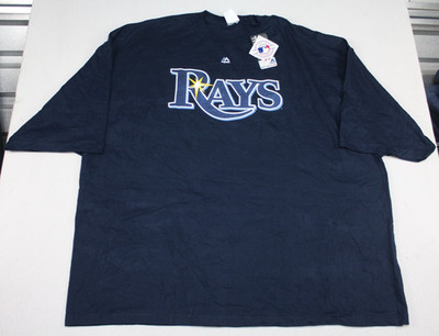 Tampa Bay Rays Men Blue Shirt Ray Spell Out Majestic Size 6XL