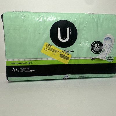 U by Kotex Clean & Secure Maxi Pads Heavy Absorbency 44 Ct White, 10 Hr
