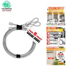 Durable 304 Steel Garage Door Cables for 8 ft Doors, Easy Installation Included