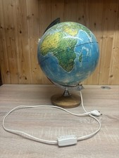 Vintage Leuchtglobus Weltkugel Tischlampe Holzfuß beleuchtet Globus