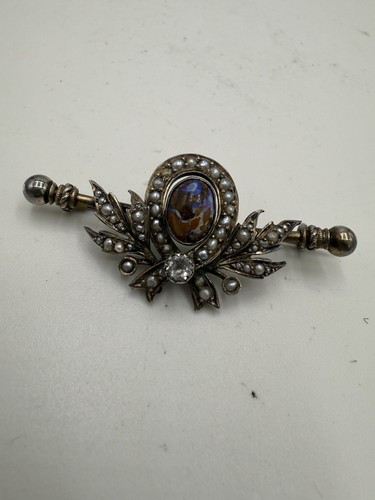 Antique Victorian Pearl Seeds Sterling Silver Brooch - Picture 2 of 8