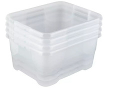 Image of Strata Storage Boxes Pack Of 4 Clear Plactic 10 Liters Storage Organizer NO LID