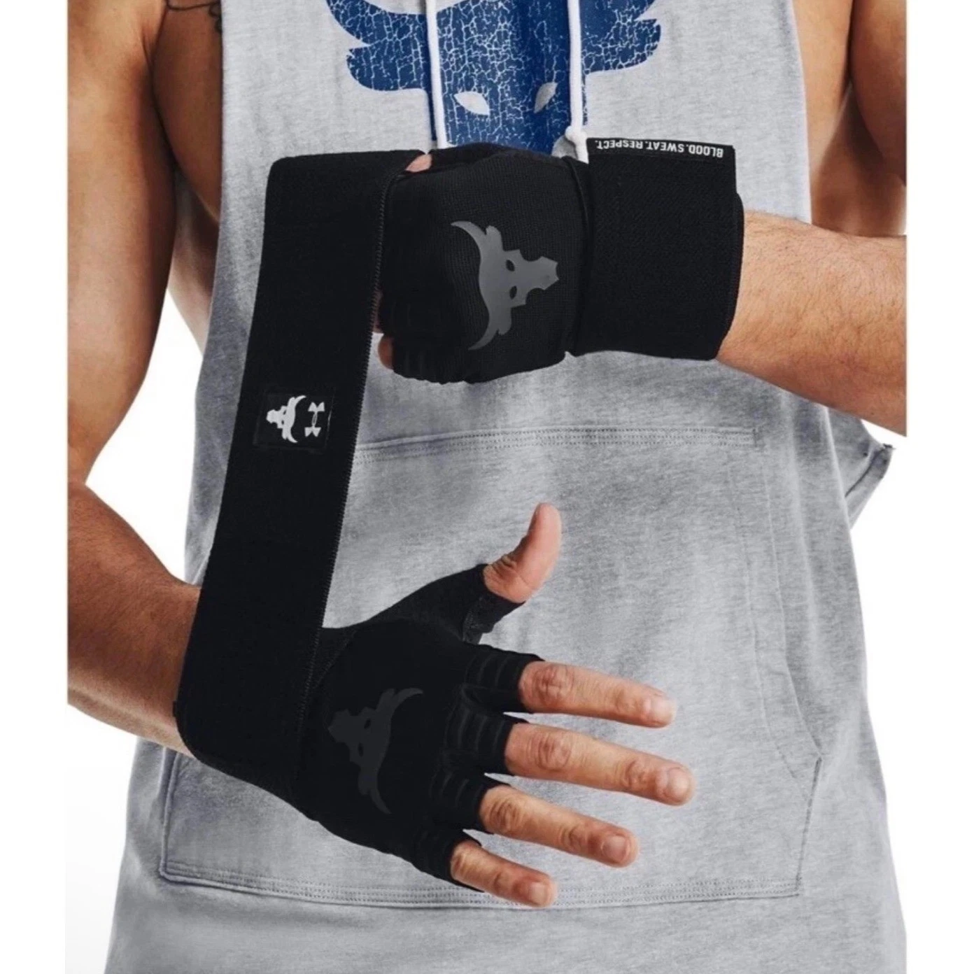 Under Armour Mens Project Rock Training Gloves Size Large Black 1353074-003 New