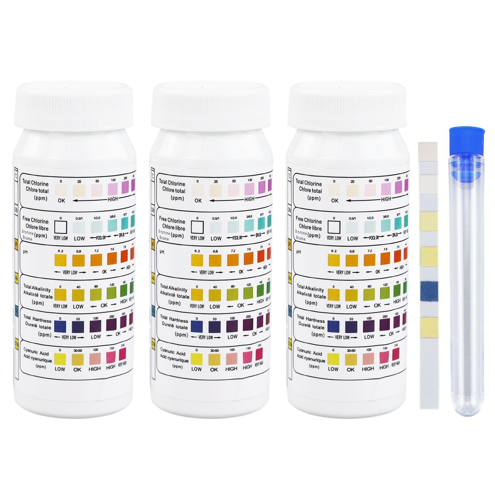 3 strisce di test PH per piscina, 6 in 1 spa test per idromassaggio, kit (E1f)