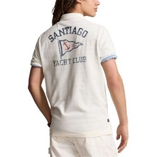 POLO RALPH LAUREN Classic Fit Nautical Mesh Polo Shirt Mens Yacht Sailing Sz L