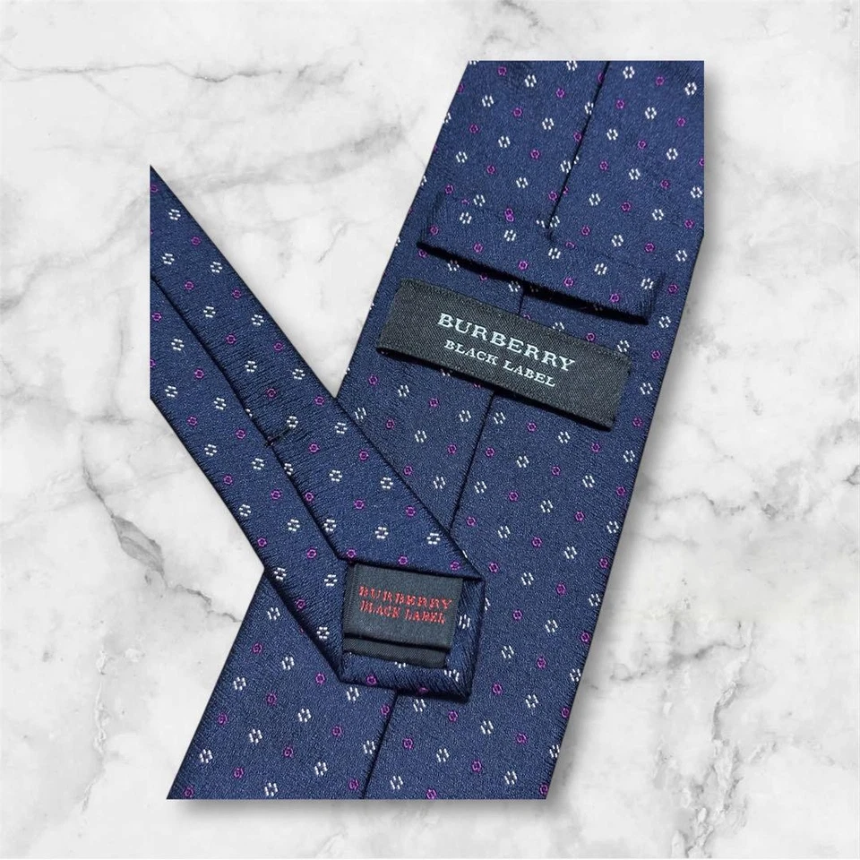 Burberry Black Label Navy Silk Dot Pattern Tie /Used 8cm Wide - Image 3 of 4