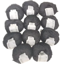 11 Rowan Classic Yarn Skeins RY Cotton Silk DK 50g Black 